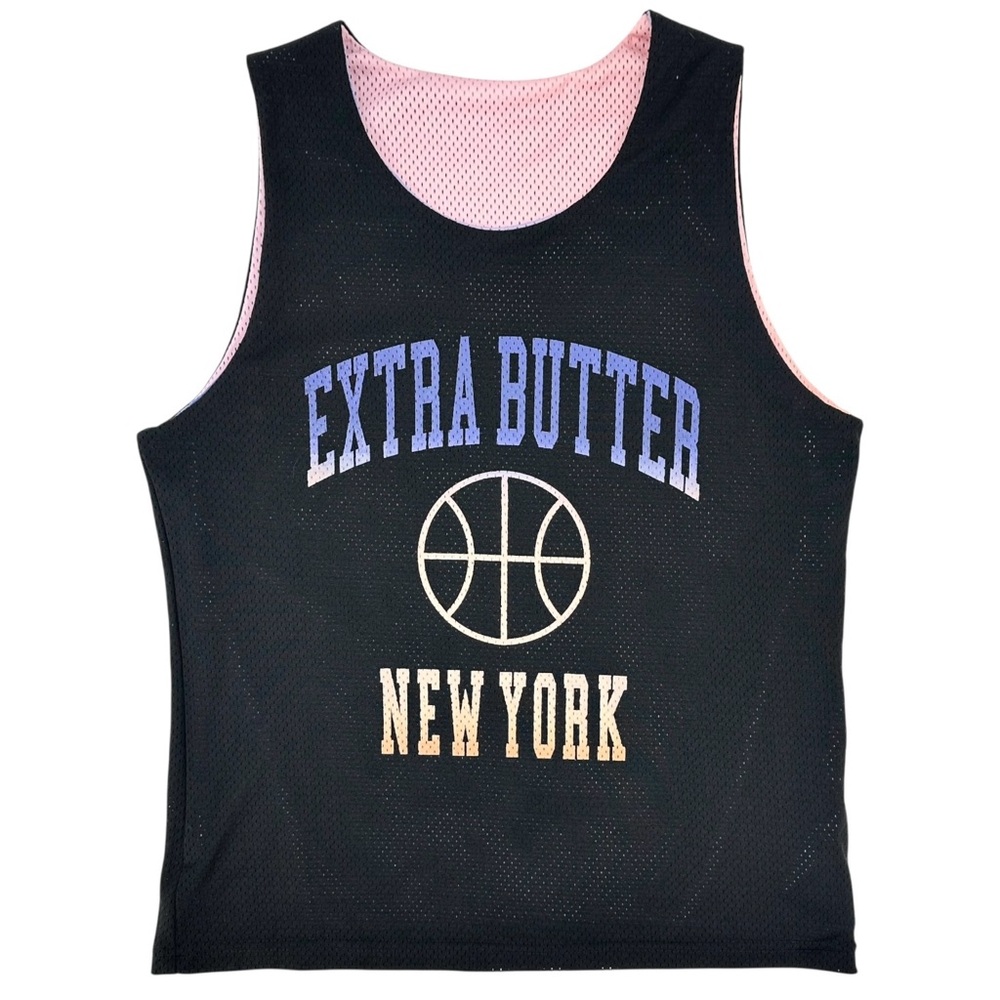 Extra Butter Reversible “Sky's The Limit” Black Purple Pink Mesh Jersey Tank Top